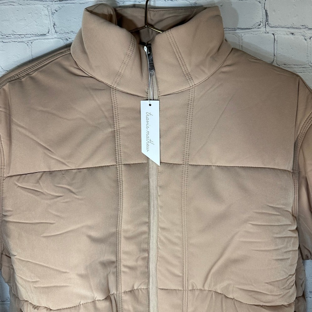 NEW TravisMathew Mont Blanc Puffer Jacket Natural Tan Padded Full Zip Women L - Picture 2 of 13